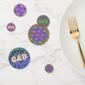 Subtle Rainbow Delicate Pastel Pattern & Initials Confetti (Groep)