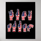 Subtle Resist Trump Asl Sign Language 4th Of July  Poster (Voorkant)