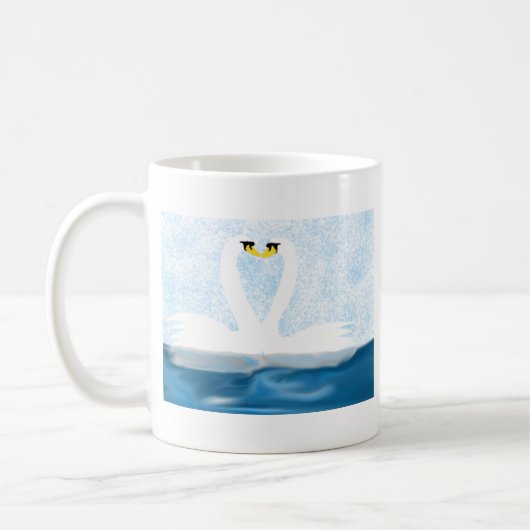 Subtle Swans in Love (hartvormen) Art Gifts Koffiemok (Links)