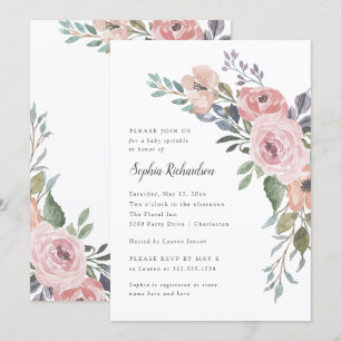 Subtle Waterverf Rozen Baby Sprinkle Kaart