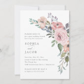 Subtle Waterverf Rozen | Post Wedding Brunch Kaart (Voorkant)