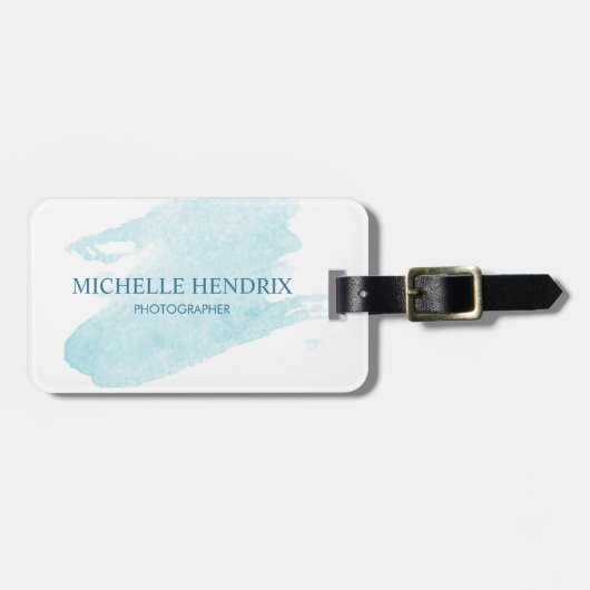 Subtle Waterverf Turquise Artistic Designer Label Bagagelabel (Voorkant horizontaal)