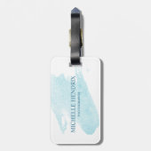 Subtle Waterverf Turquise Artistic Designer Label Bagagelabel (Achterkant verticaal)
