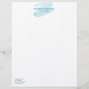 Subtle Waterverf Turquise Artistic Letterhead Briefhoofd