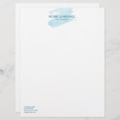 Subtle Waterverf Turquise Artistic Letterhead Briefhoofd (Voorkant / Achterkant)