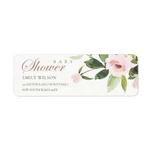SUBTLE ZACHTE ZWART PINK ROSE BABY SHOWER ADRES ETIKET