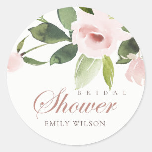 SUBTLE ZACHTE ZWART PINK ROSE FLORAL VRIJGEZELLENF RONDE STICKER