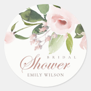 SUBTLE ZACHTE ZWART PINK ROSE FLORAL VRIJGEZELLENF RONDE STICKER
