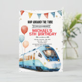 Subway metro train birthday invitation (Debout devant)