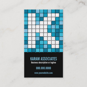 Subway Tile Cerulean Monogram K Visitekaartje