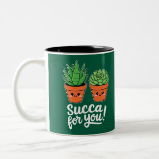 Succa For You – Schattige Succulent Grappige Sloga Tweekleurige Koffiemok