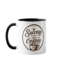 Succes Begint Met Koffie Motiverende Mok Ontwerp