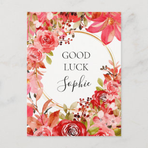 Succes Custom Roze Bloemen Goud Lijst Briefkaart