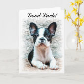 Succes Franse Bulldog puppykaart Kaart (Gele Bloem)