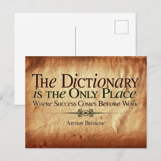 Succes gaat voor het werk briefkaart (Voorkant / Achterkant)