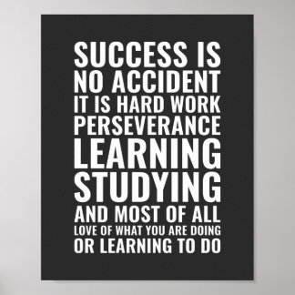 Succes is geen toeval, maar hard werken Motivatie Poster