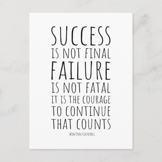 Succes is niet definitief, falen is niet fataal briefkaart (Voorkant)