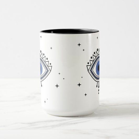 Succes met blauw oog talisman magische heksensymbo mok (Midden)