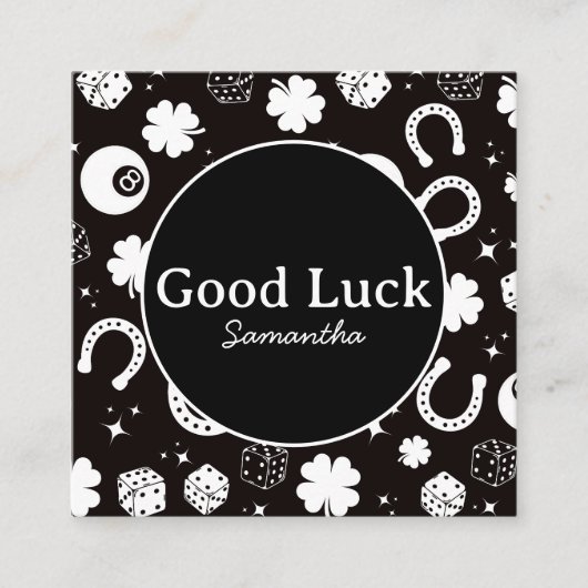 Succes met Hoefijzer Shamrock Informatiekaartje (Voorkant)