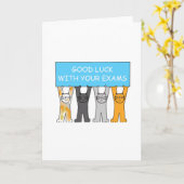 Succes met je examens Cartoon Cats Kaart (Gele Bloem)