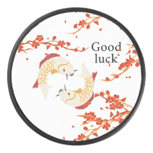 Succes met Koi Fish en Sakura Elegant Japans Hockey Puck