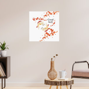 Succes met Koi Fish en Sakura Elegant Japans Poster