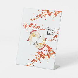 Succes met Koi Fish en Sakura | Elegant Japans Reclamebord Met Voetstuk