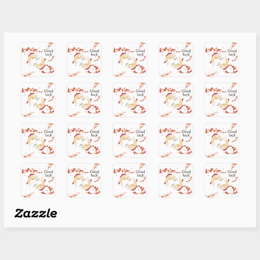 Succes met Koi Fish en Sakura | Elegant Japans Vierkante Sticker (Vel)