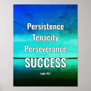 SUCCES Perseistisch blijven Schrift AQUA Poster