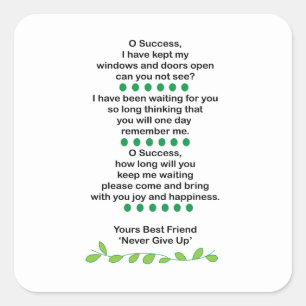 Succes Poëzie Inspirerend Motiverend Vierkante Sticker