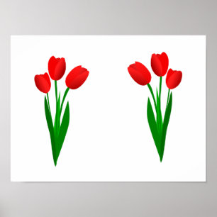 Succes set van drie rode tulpen poster