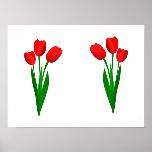 Succes set van drie rode tulpen poster (Voorkant)