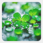 Succes Vier-blad klaver Vierkante Sticker (Voorkant)