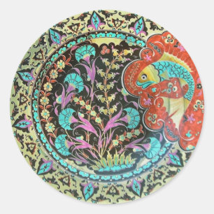 Succes Vis Symbool met Botanische Handwerk Ronde Sticker