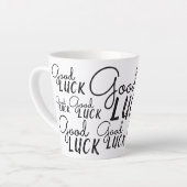 Succes Zwart Wit Typografie Lucky Latte Mok (Linkerhoek)