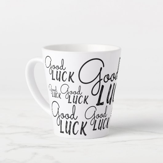 Succes Zwart Wit Typografie Lucky Latte Mok (Linkerhoek)