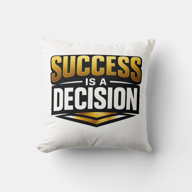 Success Gold Typography on Black Kussen (Voorkant)