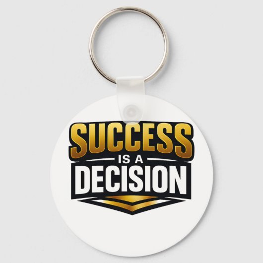 Success Gold Typography on Black Sleutelhanger (Voorkant)