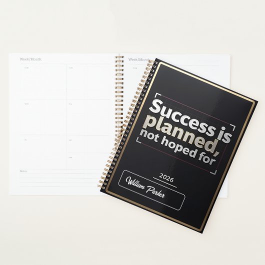 Success Is Planned, Not Hoped For” | Black & Gold  (Devant avec enveloppe)