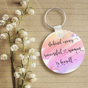 Succesvolle Waterverf roze vrouw Chic Typografie Sleutelhanger