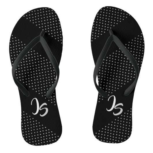 Succesvolle zakenman Personal Silver Monogram Teenslippers (Voetbed)