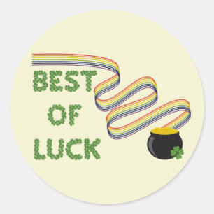 Succeswens met klaver en regenboog ronde sticker