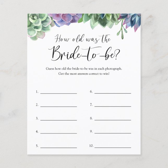 Succulair hoe oud was het spel van de bride (Voorkant)