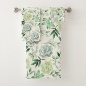 Succulatuur en groene lederen keukenset bad handdoek (Insitu)