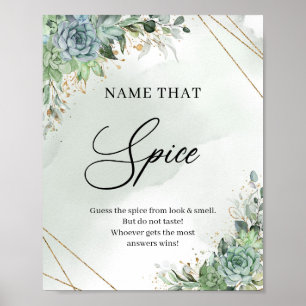 Succulatuur floral gold Name dat Spice game sign Poster