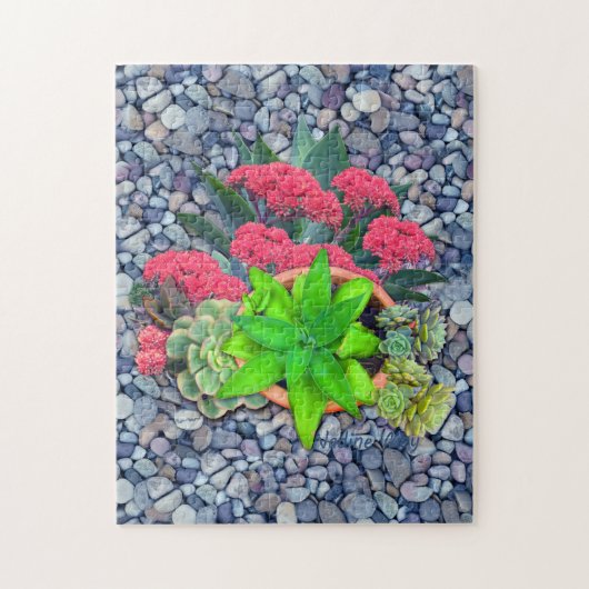 Succulatuur op een rivierbedding legpuzzel (Verticaal)