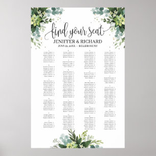 Succulent alfabetisch grijze zitdiagram poster