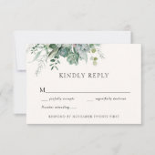 Succulent and Eucalyptus Wedding Greenery Response Kaart (Voorkant)