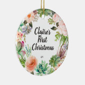 Succulent Baby Eerste kerstversiering Keramisch Ornament (Rechts)