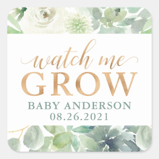 Succulent Baby shower Bekijk me Grow Favor Label (Voorkant)